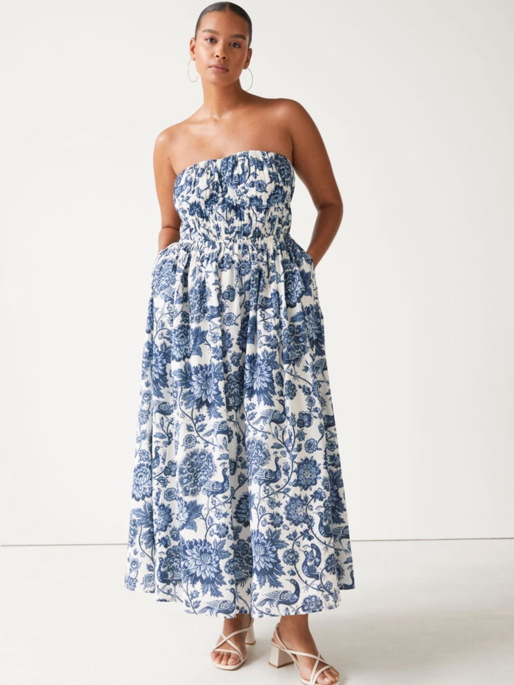 & Other Stories Printed Bandeau Midi Dress